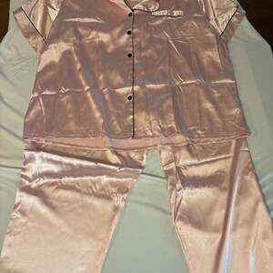 Silky Pink Pajama Set - Short Sleeve Top & Long Pants